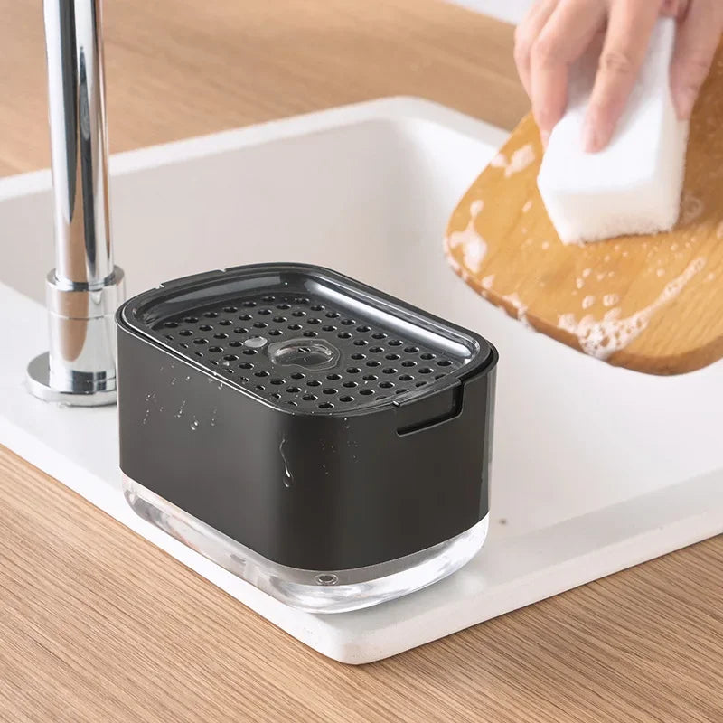 Soap Dispenser With Sponge Holder Cleaning Liquid Pump Dispenser
