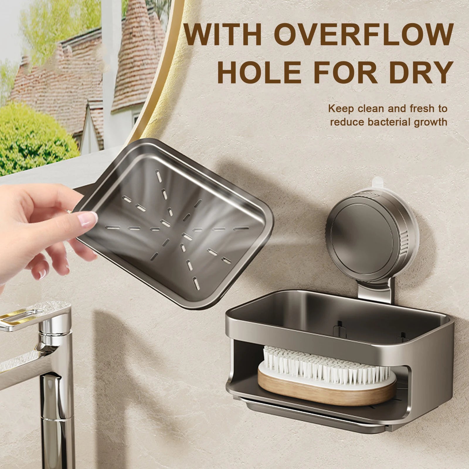 Wall Soap Dish Suction Cup for Bathroom Kitchen