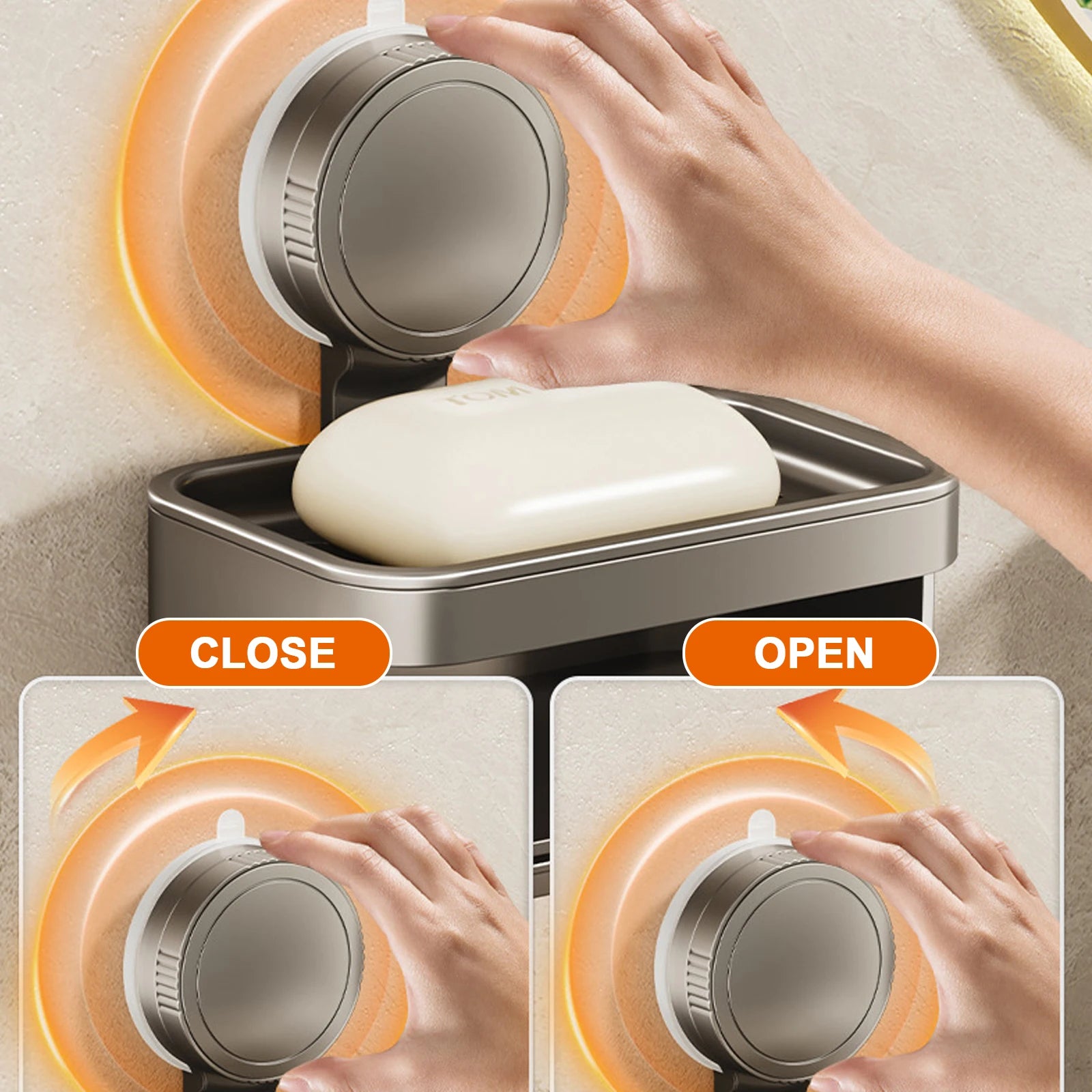 Wall Soap Dish Suction Cup for Bathroom Kitchen