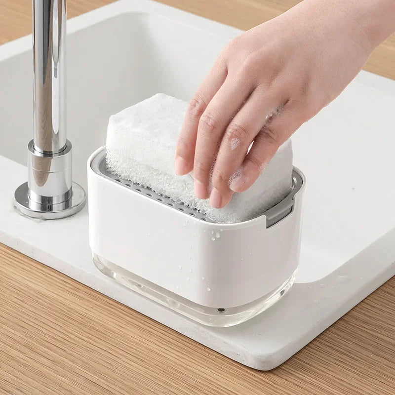 Soap Dispenser With Sponge Holder Cleaning Liquid Pump Dispenser