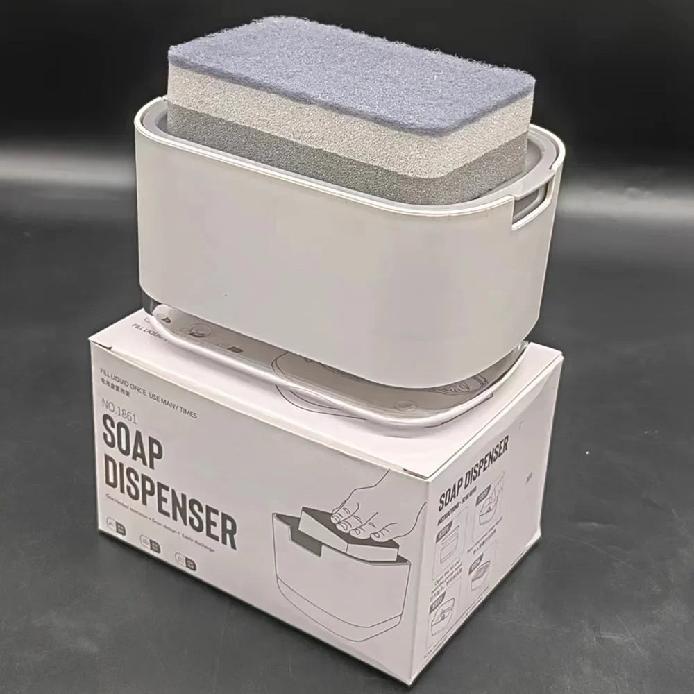 Soap Dispenser With Sponge Holder Cleaning Liquid Pump Dispenser