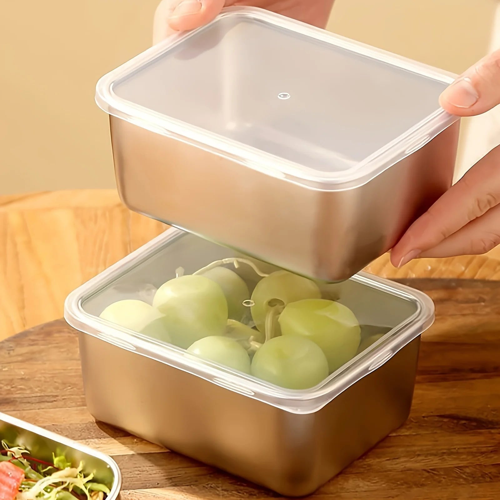 Set de 6 Recipientes de Acero Inoxidable con Tapa - Herméticos y Apilables