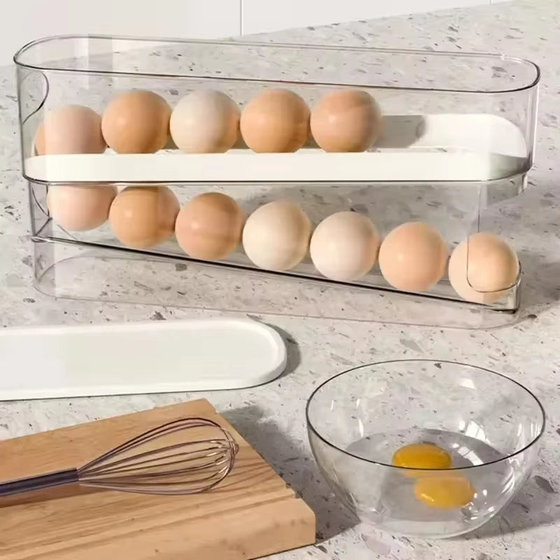 Dispensador de Huevos Rodante - Organizador de Nevera Doble Capa