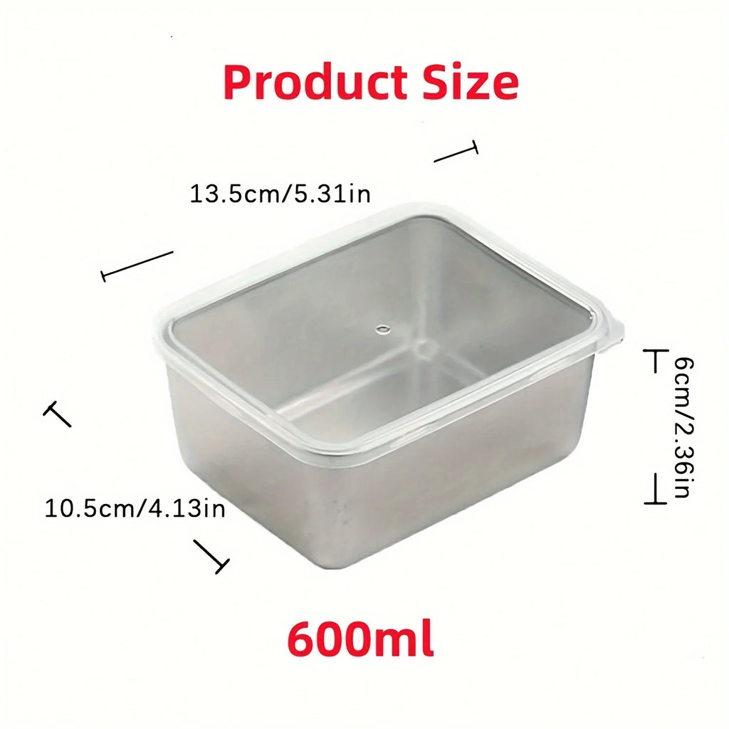 Set de 6 Recipientes de Acero Inoxidable con Tapa - Herméticos y Apilables